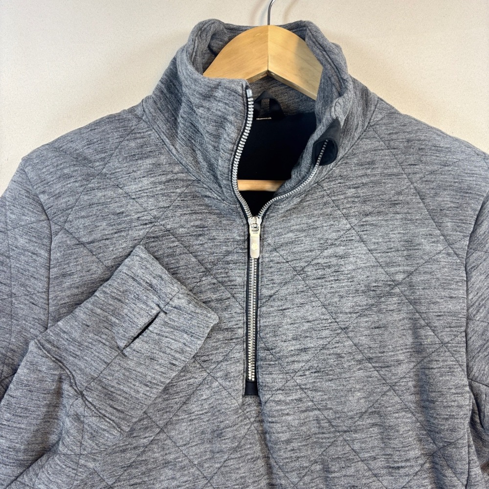 Lululemon Forever Warm Pullover Womens 6 Grey Quilted Half Zip Sweatshirt